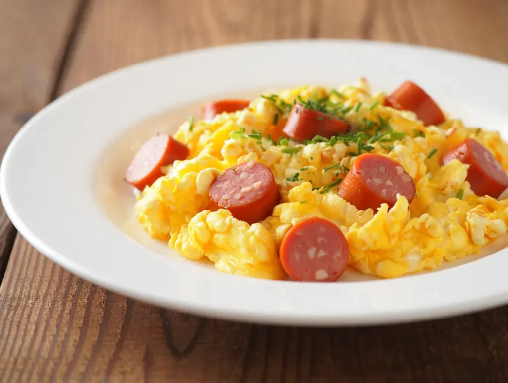 Scrambled Hot Dogs and Eggs