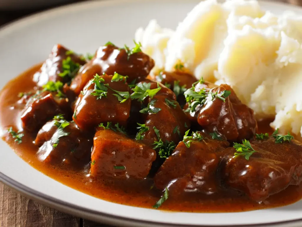 Slow Cooker Beef Tips and Gravy